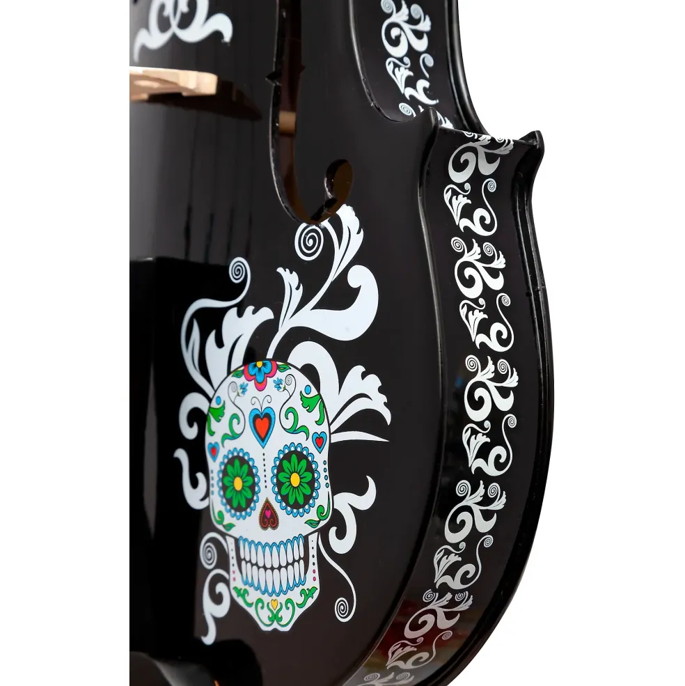 Rozanna's Violins Mariachi Black Sugar Skull Series Violin Outfit 3/4
