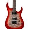 Schecter Guitar Research Custom Shop Sunset 24-6 Hipshot Electric Guitar Red Stain Black Burst