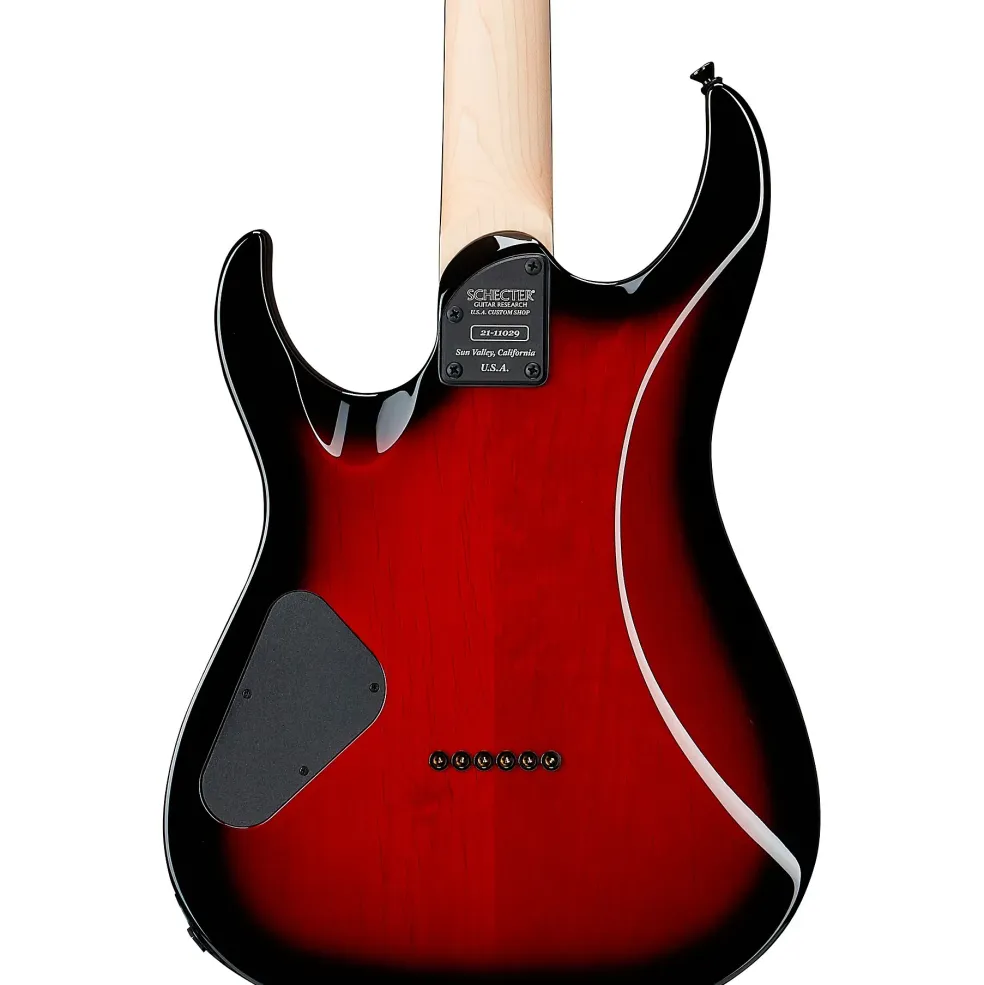 Schecter Guitar Research Custom Shop Sunset 24-6 Hipshot Electric Guitar Red Stain Black Burst