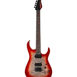 Schecter Guitar Research Custom Shop Sunset 24-6 Hipshot Electric Guitar Red Stain Black Burst