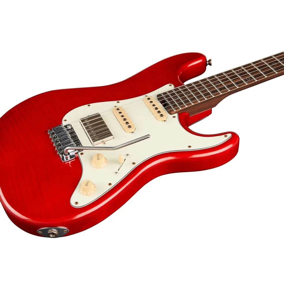 Schecter Guitar Research Custom Shop Sunset 24-6 Hipshot Electric Guitar Red Stain Black Burst