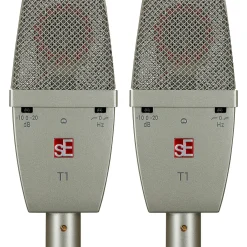 sE Electronics SE T1-PAIR Factory Matched Pair of T1 Large Diaphragm Condenser Microphones w/Mount and Case Titanium