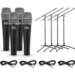 Shure BETA 57A Dynamic Mic With Cable and Stand 4-Pack