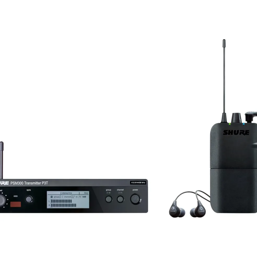 Shure PSM 300 Wireless Personal Monitoring System With SE112-GR Earphones Band G20 Gray