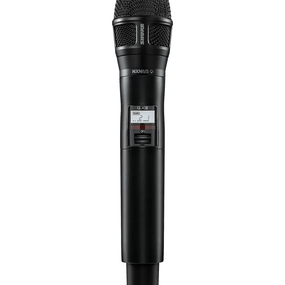 Shure QLXD2/N8S Digital Handheld Wireless Microphone Transmitter with Nexadyne 8/S Supercardioid Capsule (G50: 470 to 534 MHz) Band G50 Black