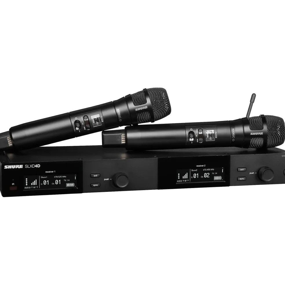 Shure SLXD24D/N8C Dual-Channel Digital Wireless Handheld Microphone System with Nexadyne 8/C Cardioid Capsules (G58: 470 to 514 MHz) Band G58 Black