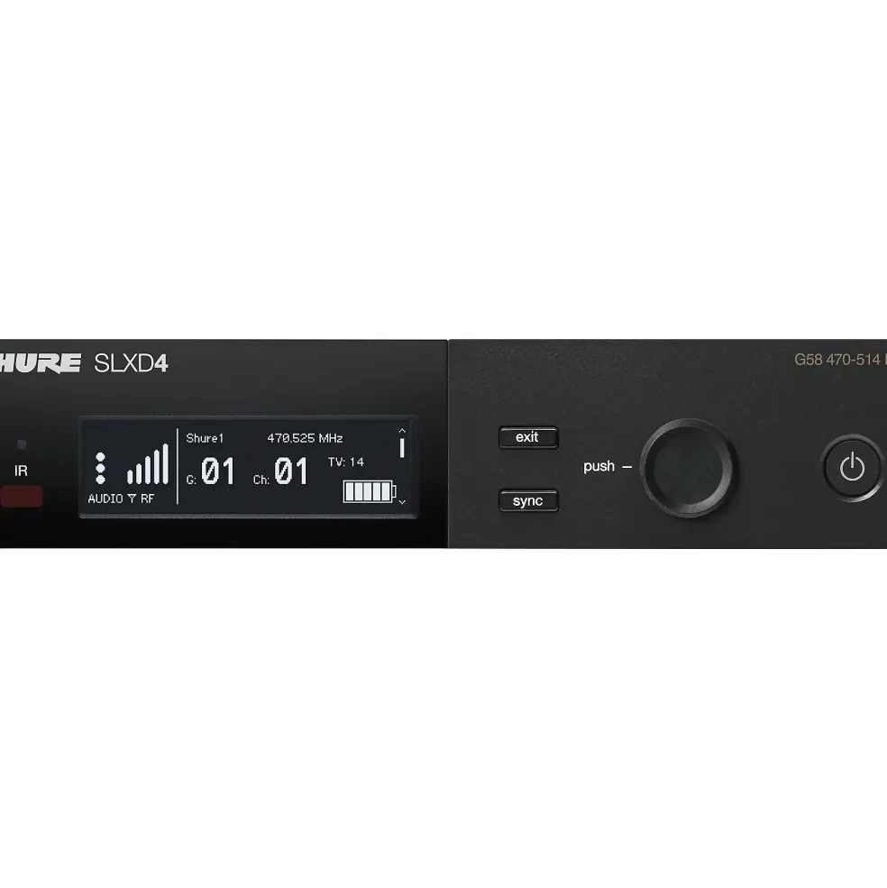 Shure SLXD24/N8C Digital Wireless Handheld Microphone System With Nexadyne 8/C Cardioid Capsule, Band G58: 470-514MHz Band H55 Black