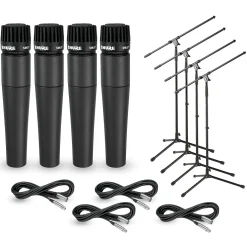 Shure SM57 Mic With Cables & Stand 4-Pack
