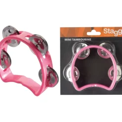 Stagg 4-Jingle Cutaway Tambourine Pink