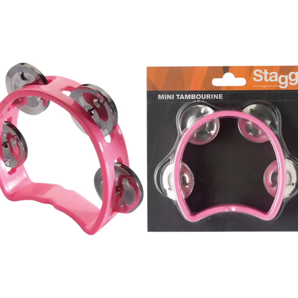 Stagg 4-Jingle Cutaway Tambourine Pink