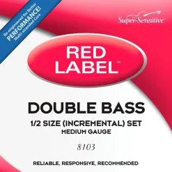 Super Sensitive Red Label Series Double Bass String Set 1/2 Size, Medium