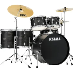 TAMA Imperialstar 6-Piece Complete Drum Set With MEINL HCS Cymbals and 22" Bass Drum Black Oak Wrap