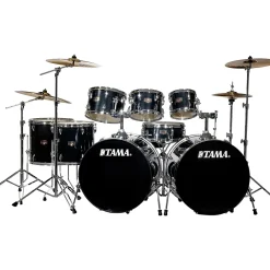 TAMA Imperialstar 8-Piece Double Bass Drum Set With MEINL HCS Cymbals Hairline Black