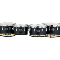 Tama Marching Fieldstar Marching Tenor Drums, Quad With Power Cut, Satin Black 8, 10, 12, 13 in.