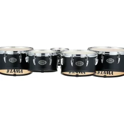 Tama Marching Fieldstar Marching Tenor Drums, Quint with Power Cut, Satin Black 6, 10 ,12, 13, 14 in.