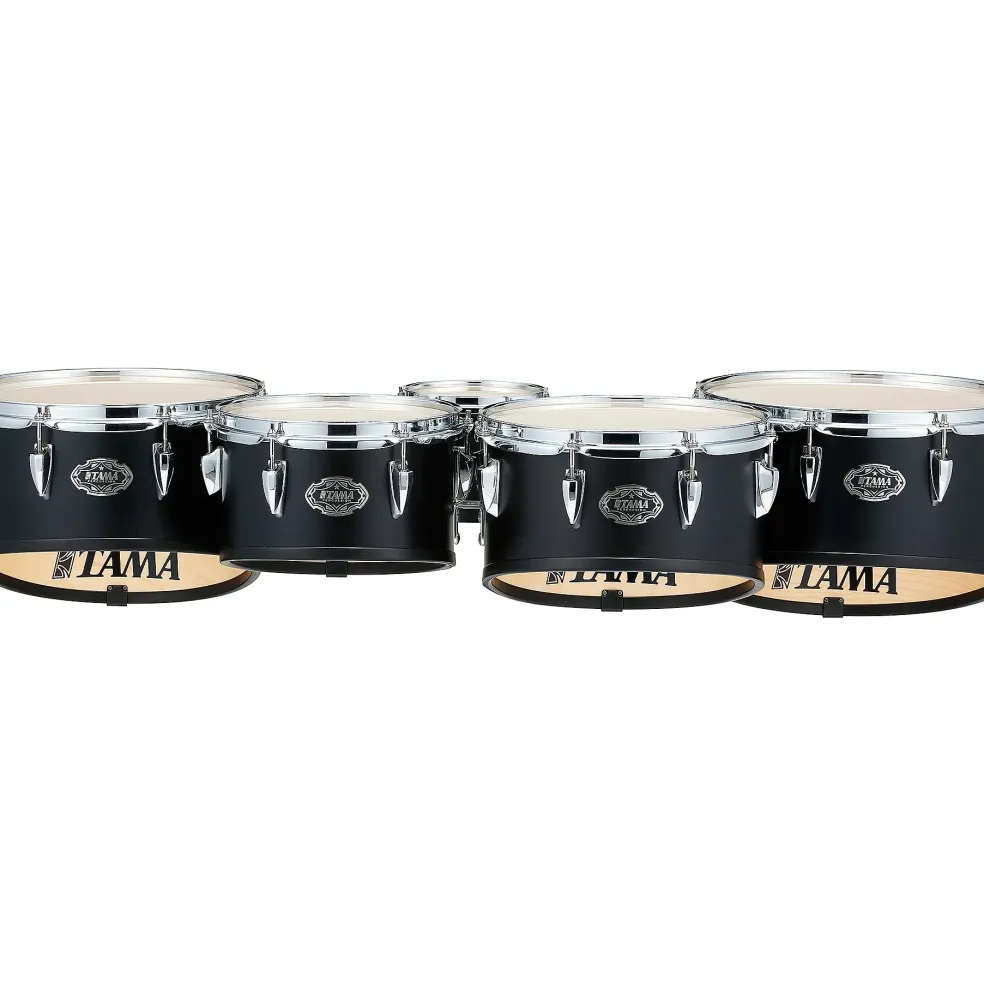 Tama Marching Fieldstar Marching Tenor Drums, Quint with Power Cut, Satin Black 6, 10 ,12, 13, 14 in.