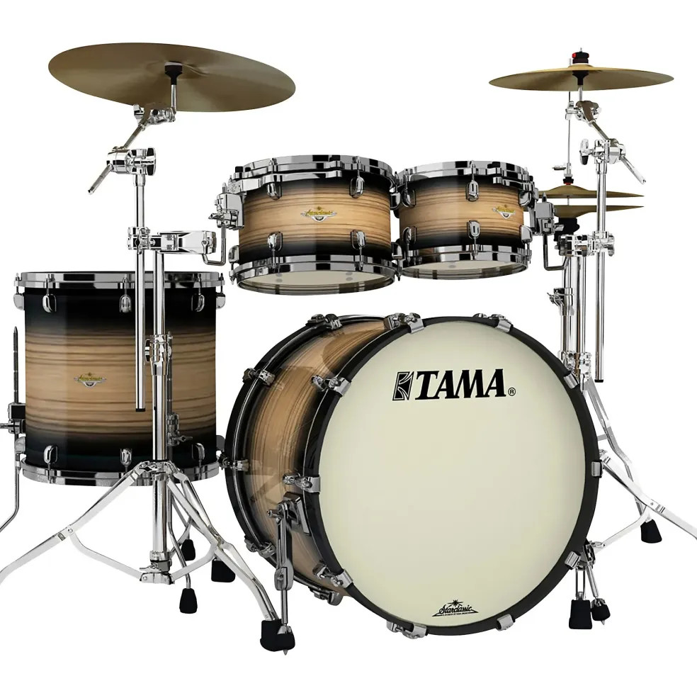 TAMA Starclassic Maple Exotix Pacific Walnut 4-Piece Shell Pack with 22" Bass Drum Natural Pacific Walnut Burst