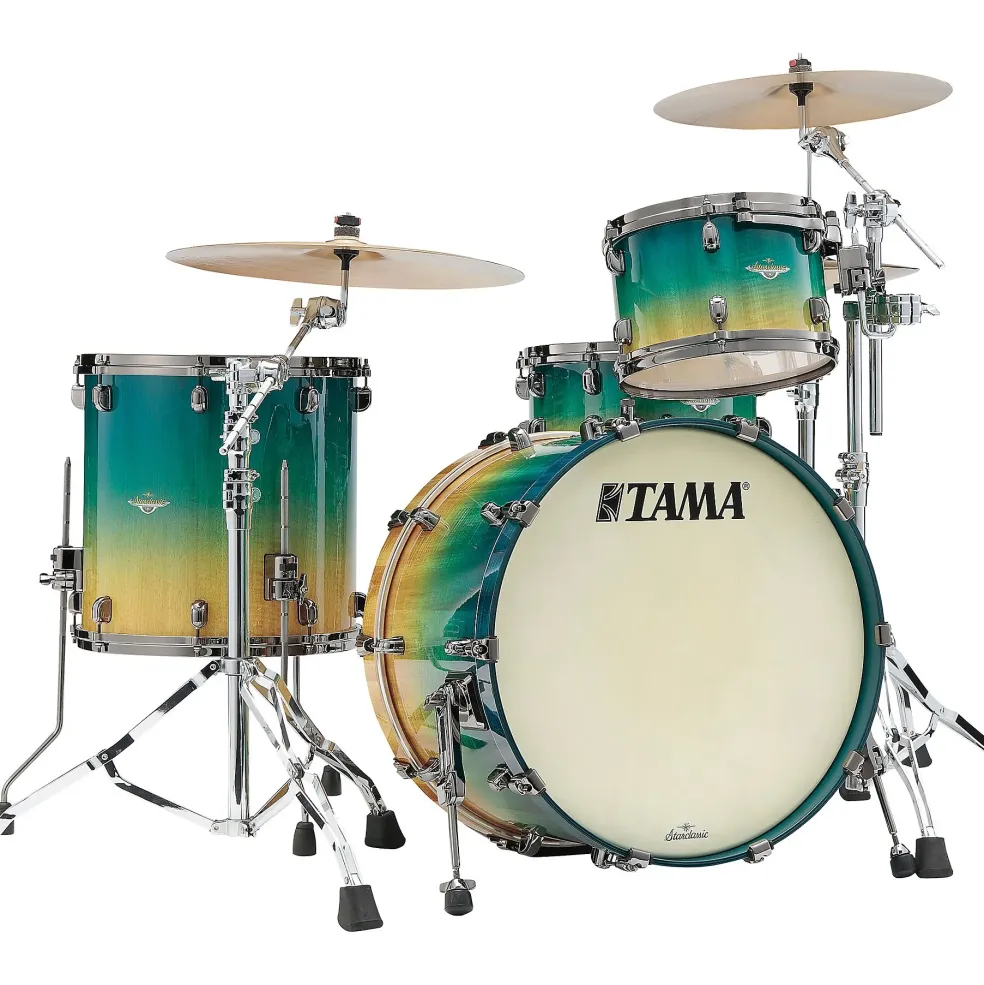 TAMA Starclassic Maple 4-Piece Shell Pack With Chrome Hardware and 22" Bass Drum Blue & White Oyster