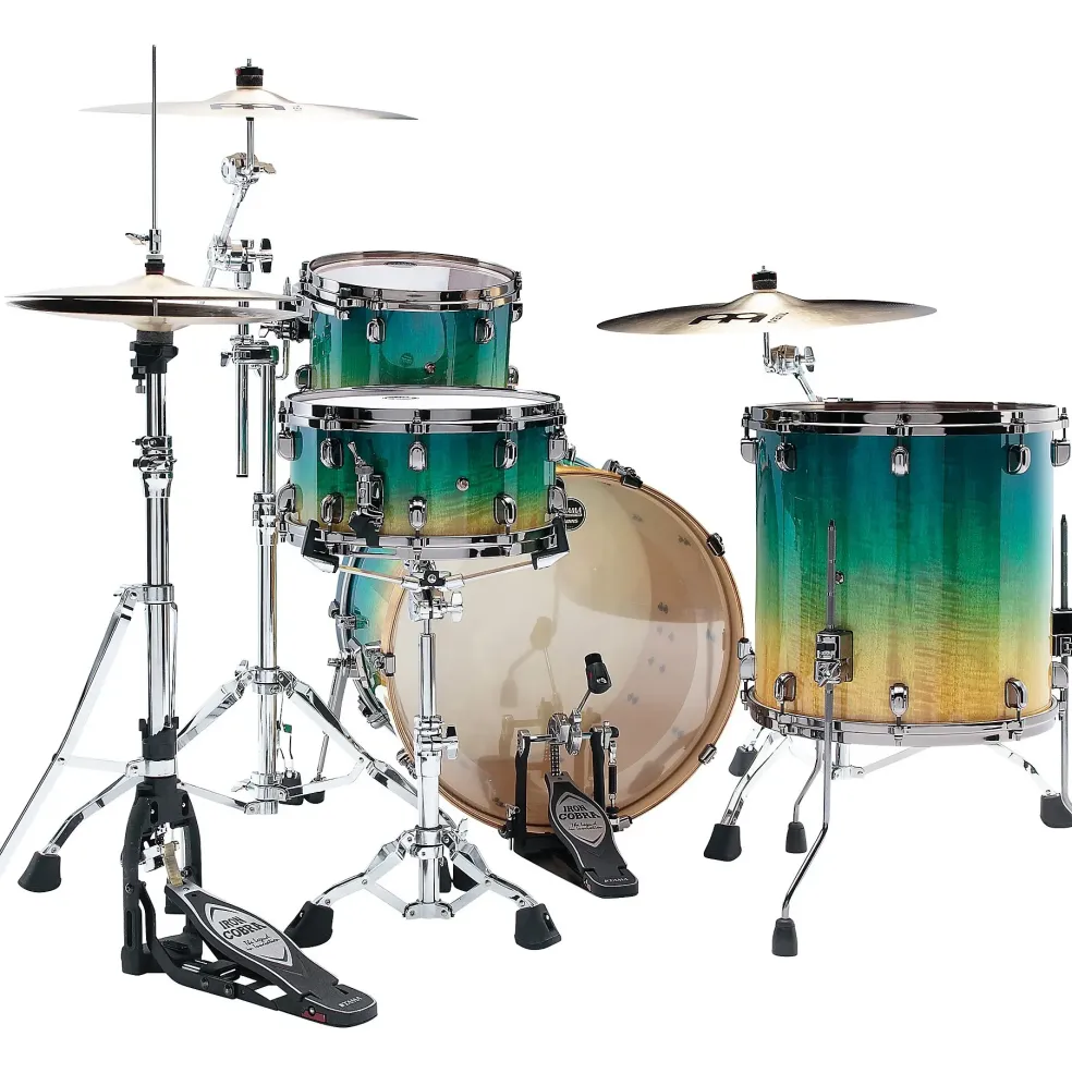 TAMA Starclassic Maple 4-Piece Shell Pack With Chrome Hardware and 22" Bass Drum Blue & White Oyster