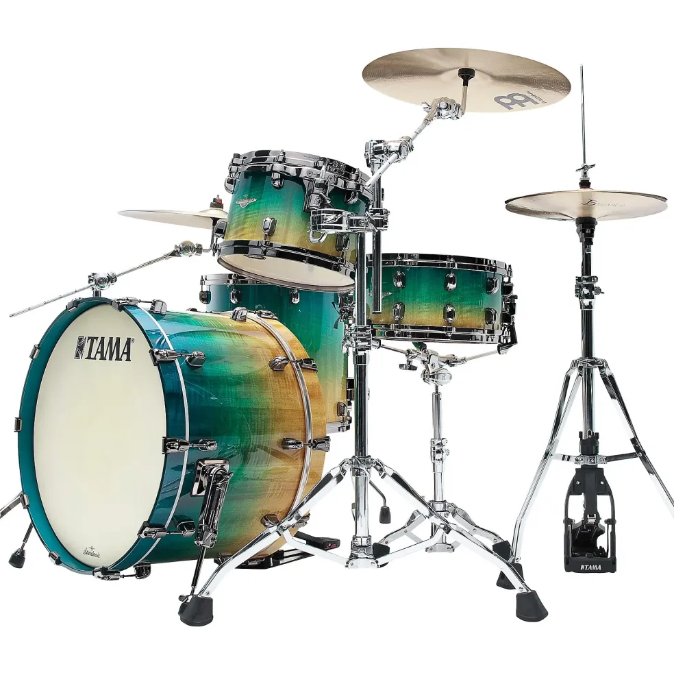 TAMA Starclassic Maple 4-Piece Shell Pack With Chrome Hardware and 22" Bass Drum Blue & White Oyster