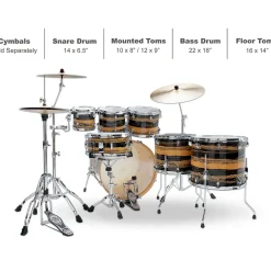 TAMA Superstar Classic 7-Piece Shell Pack Natural Ebony Tiger Wrap