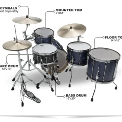 TAMA Superstar Hyper-Drive Duo 4-Piece Shell Pack Satin Blue Vertical Stripe