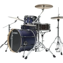 TAMA Superstar Hyper-Drive Duo 4-Piece Shell Pack Satin Blue Vertical Stripe