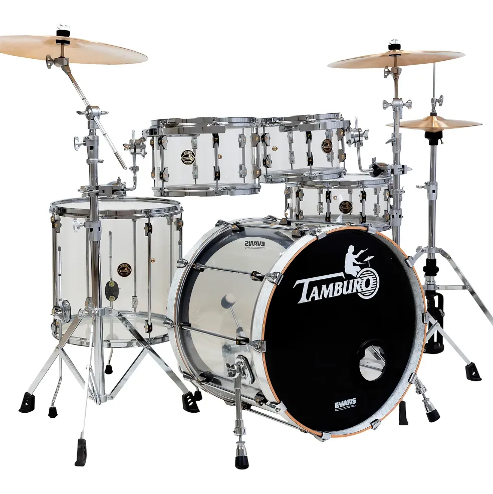 TAMBURO Volume Series 5-Piece Seamless-Acrylic Shell Pack With 22" Bass Drum Clear