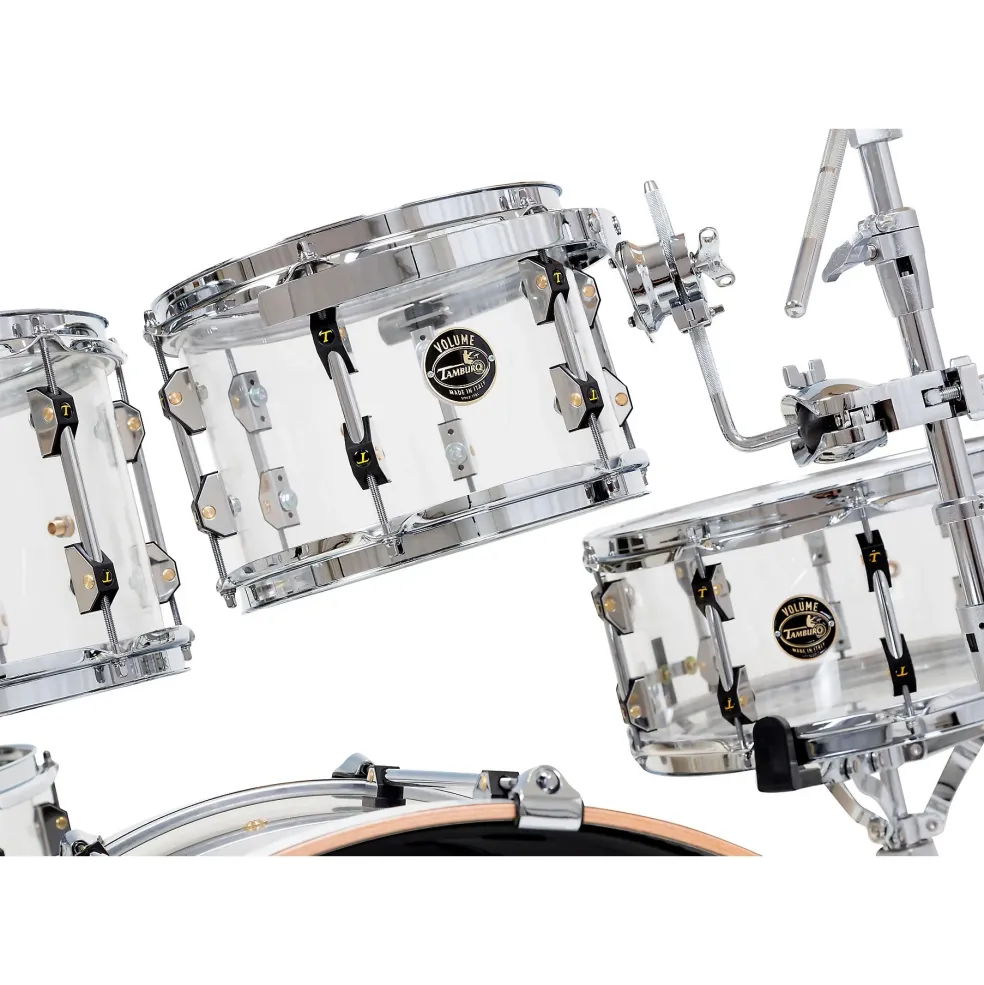 TAMBURO Volume Series 5-Piece Seamless-Acrylic Shell Pack With 22" Bass Drum Clear