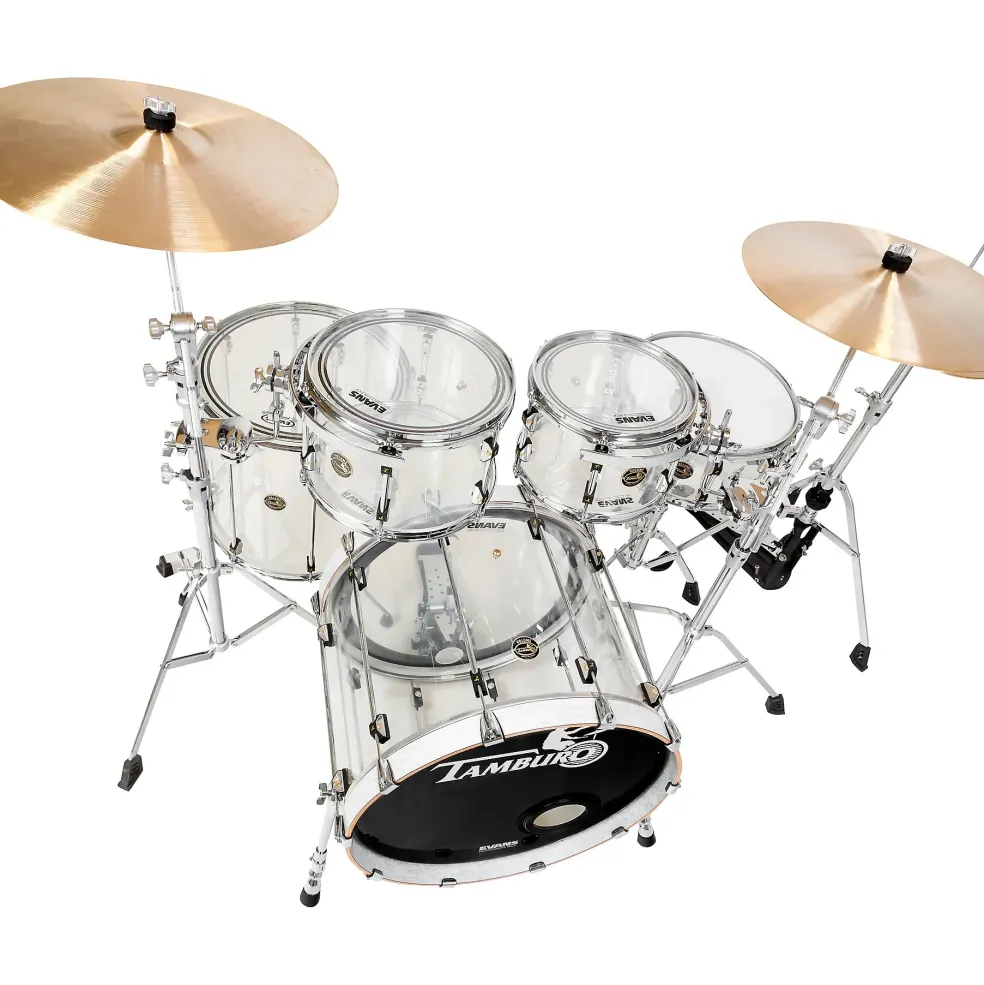 TAMBURO Volume Series 5-Piece Seamless-Acrylic Shell Pack With 22" Bass Drum Clear
