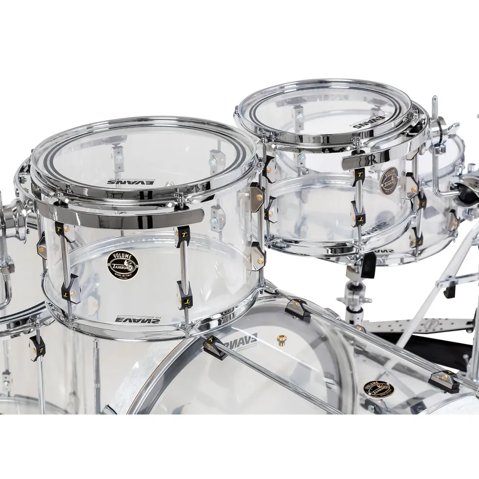 TAMBURO Volume Series 5-Piece Seamless-Acrylic Shell Pack With 22" Bass Drum Clear