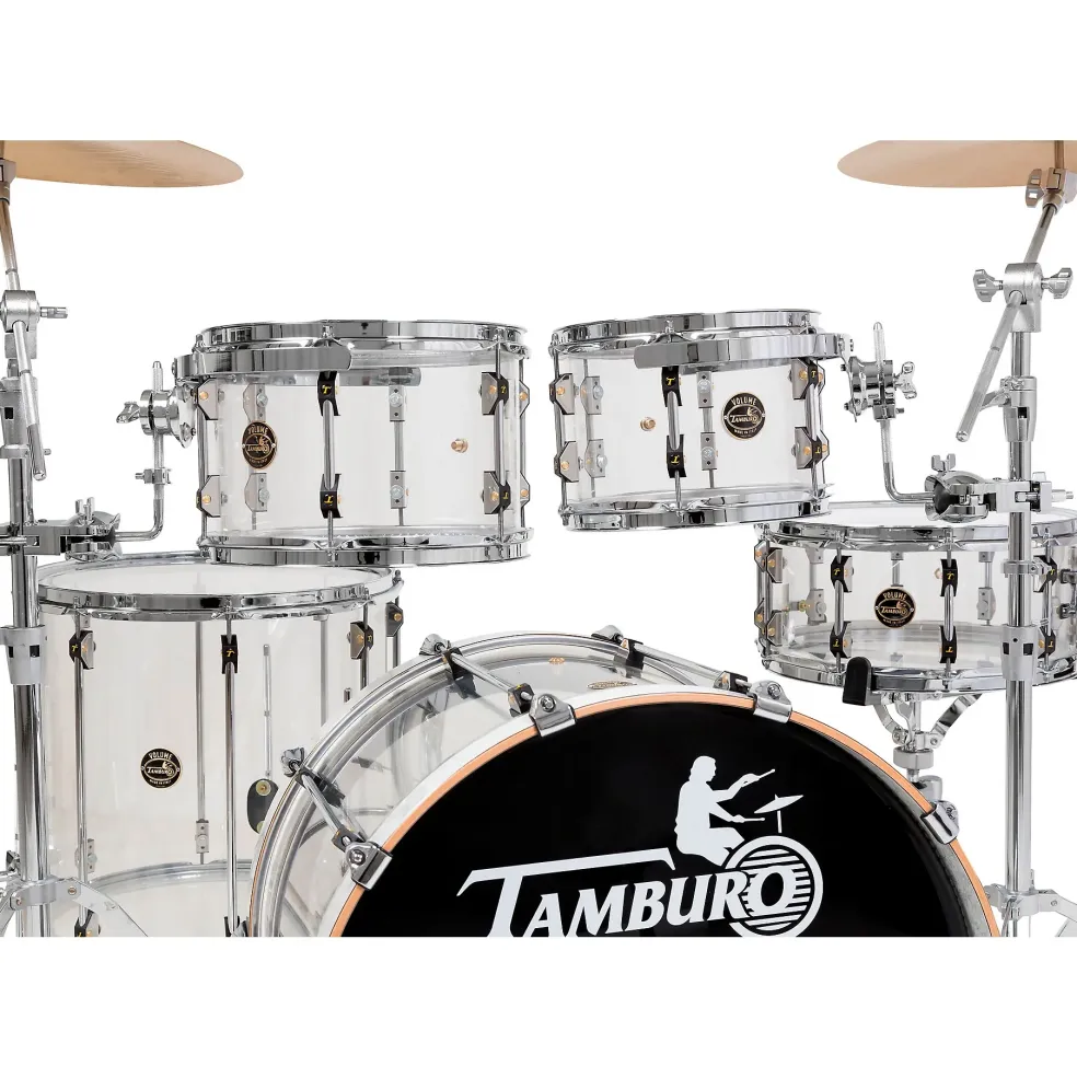 TAMBURO Volume Series 5-Piece Seamless-Acrylic Shell Pack With 22" Bass Drum Clear