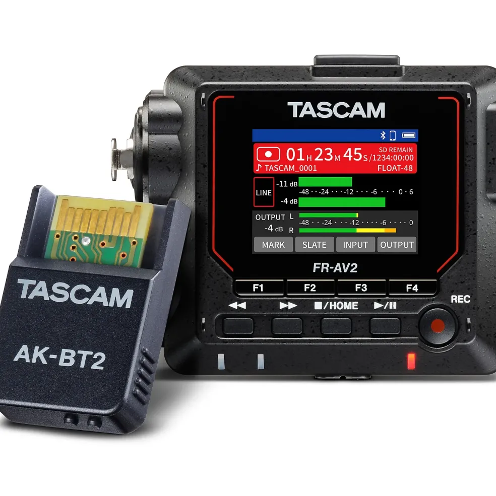 TASCAM FR-AV2 Compact 32-Bit Field Recorder & Timecode Generator with AK-BT2 Bluetooth Adapter