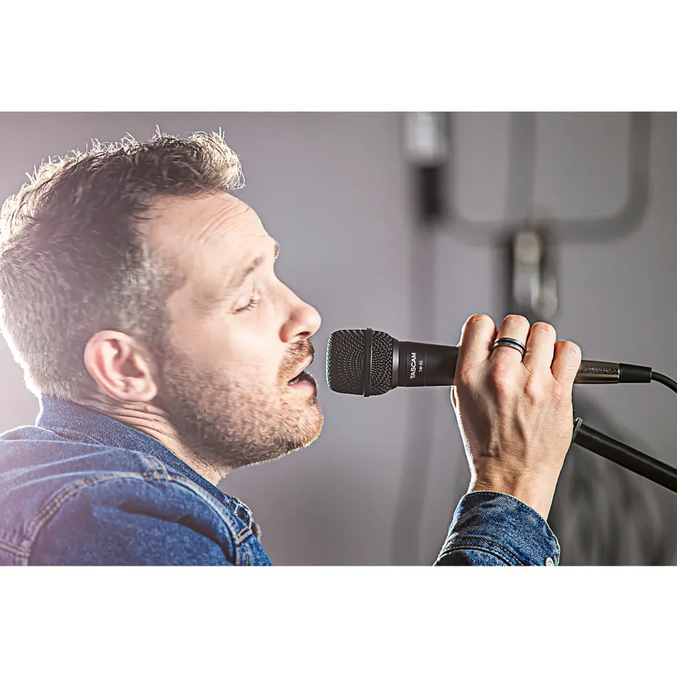 TASCAM TM-82 Dynamic Microphone for Recording Vocals and Instruments Black