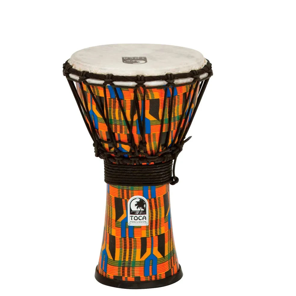Toca Freestyle Kente Cloth Rope Tuned Djembe 7 in.