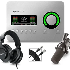 Universal Audio Apollo Solo Heritage Edition Interface With Shure SM7B, SRH 440 and Mic Cable
