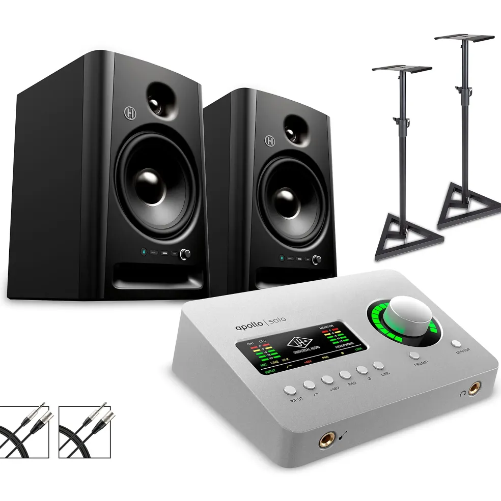 Universal Audio Apollo Solo Thunderbolt With Harbinger Studio Monitor Pair, Stands & Cables SM508
