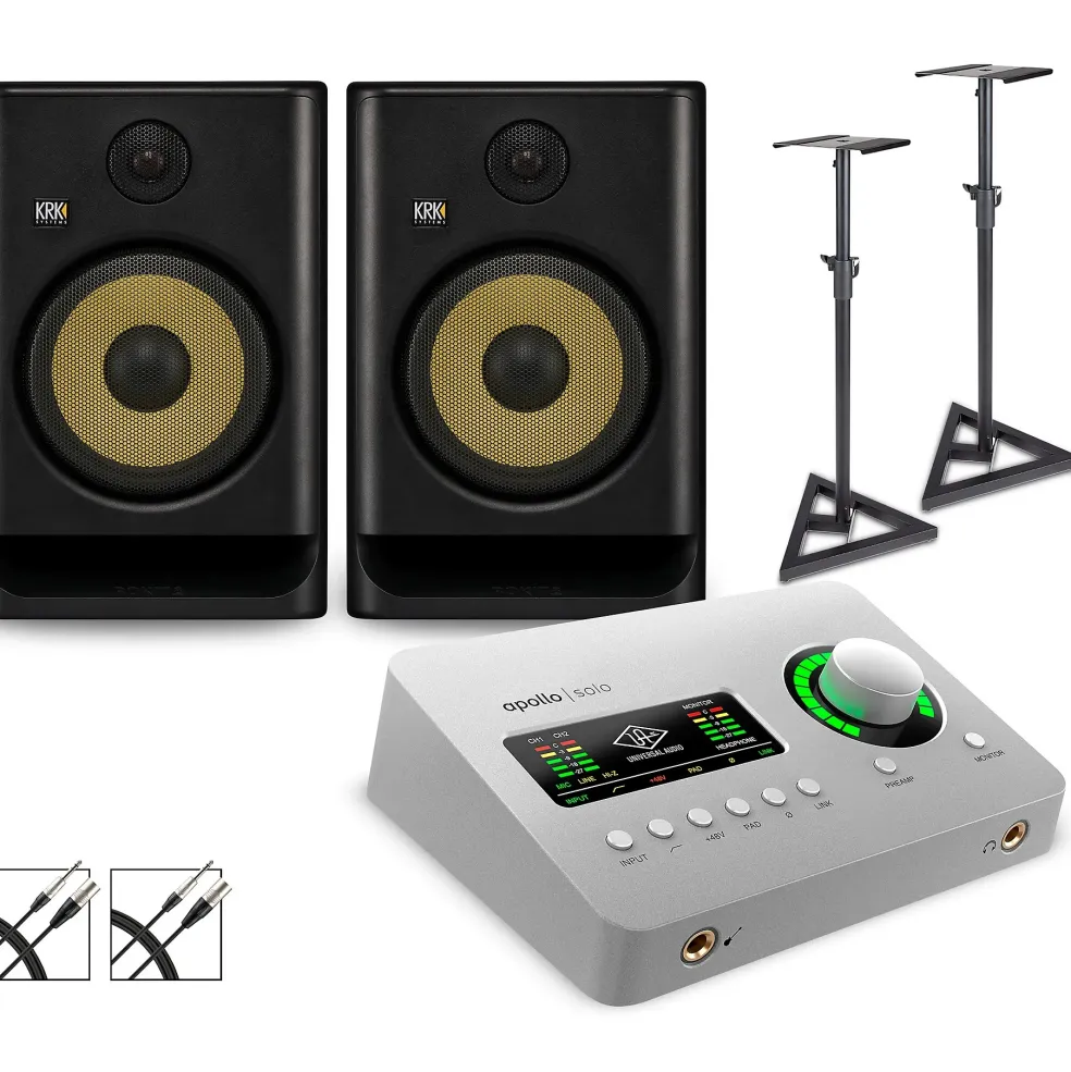 Universal Audio Apollo Solo USB with KRK ROKIT G5 Studio Monitor Pair (Stands & Cables Included) ROKIT 8