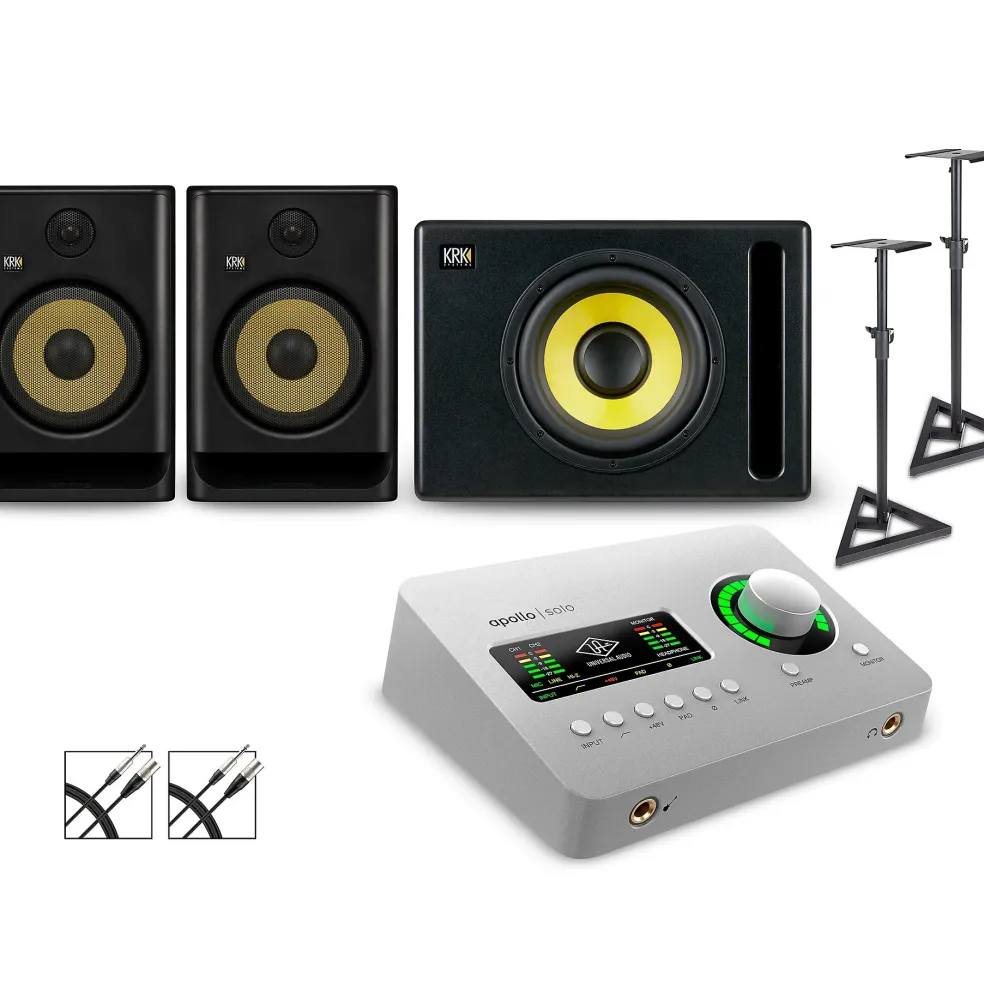 Universal Audio Apollo Solo USB with KRK ROKIT G5 Studio Monitor Pair & S10 Subwoofer (Stands & Cables Included) ROKIT 8