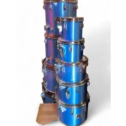 Used 1981 Rogers 9 Piece STUDIO TEN Metallic Blue Drum Kit