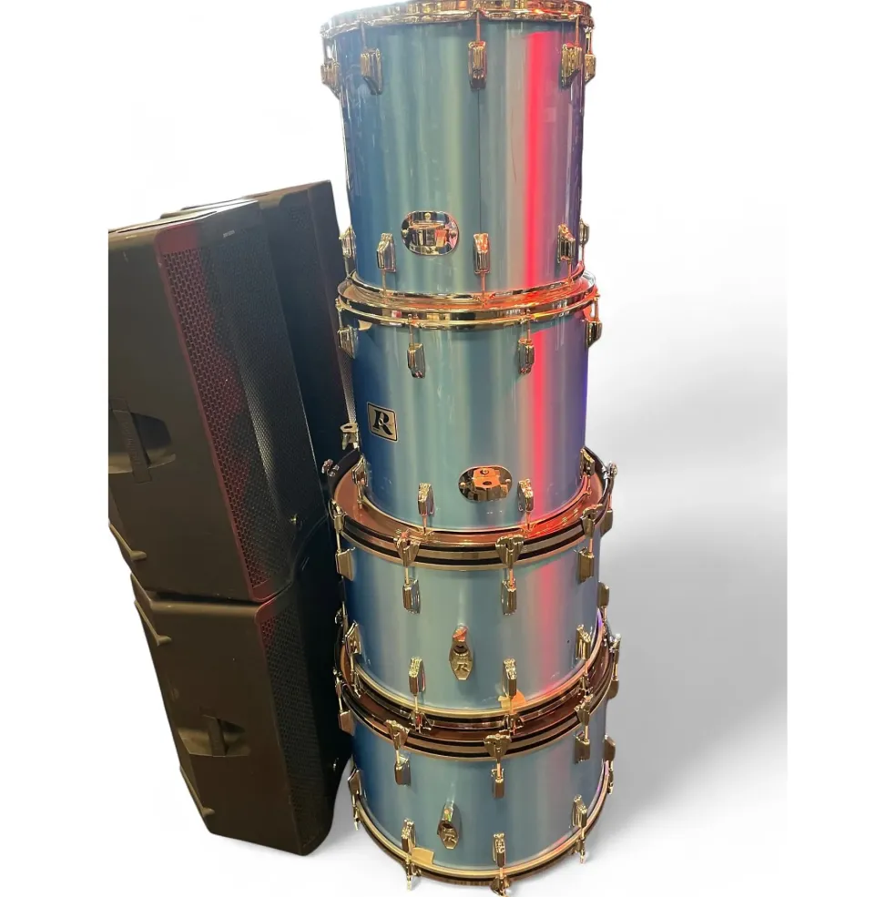Used 1981 Rogers 9 Piece STUDIO TEN Metallic Blue Drum Kit