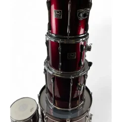 Used Pearl 5 piece Export Wine Red Drum Kit