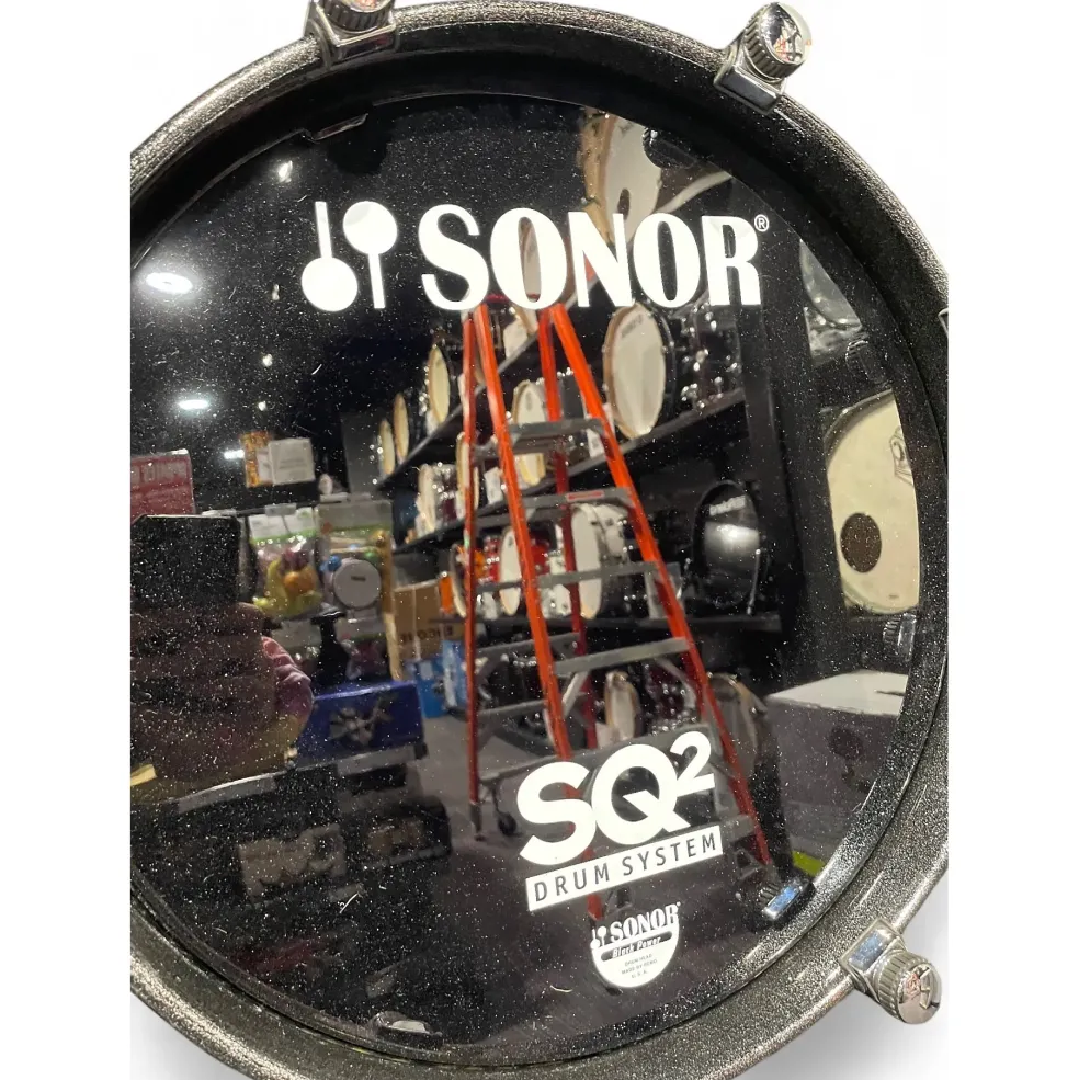 Used SONOR 4 Piece SQ2 Silver to Black Sparkle Fade Drum Kit