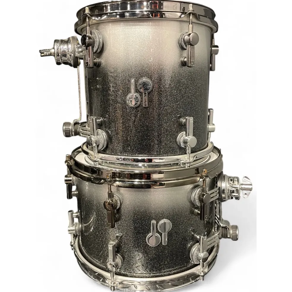 Used SONOR 4 Piece SQ2 Silver to Black Sparkle Fade Drum Kit