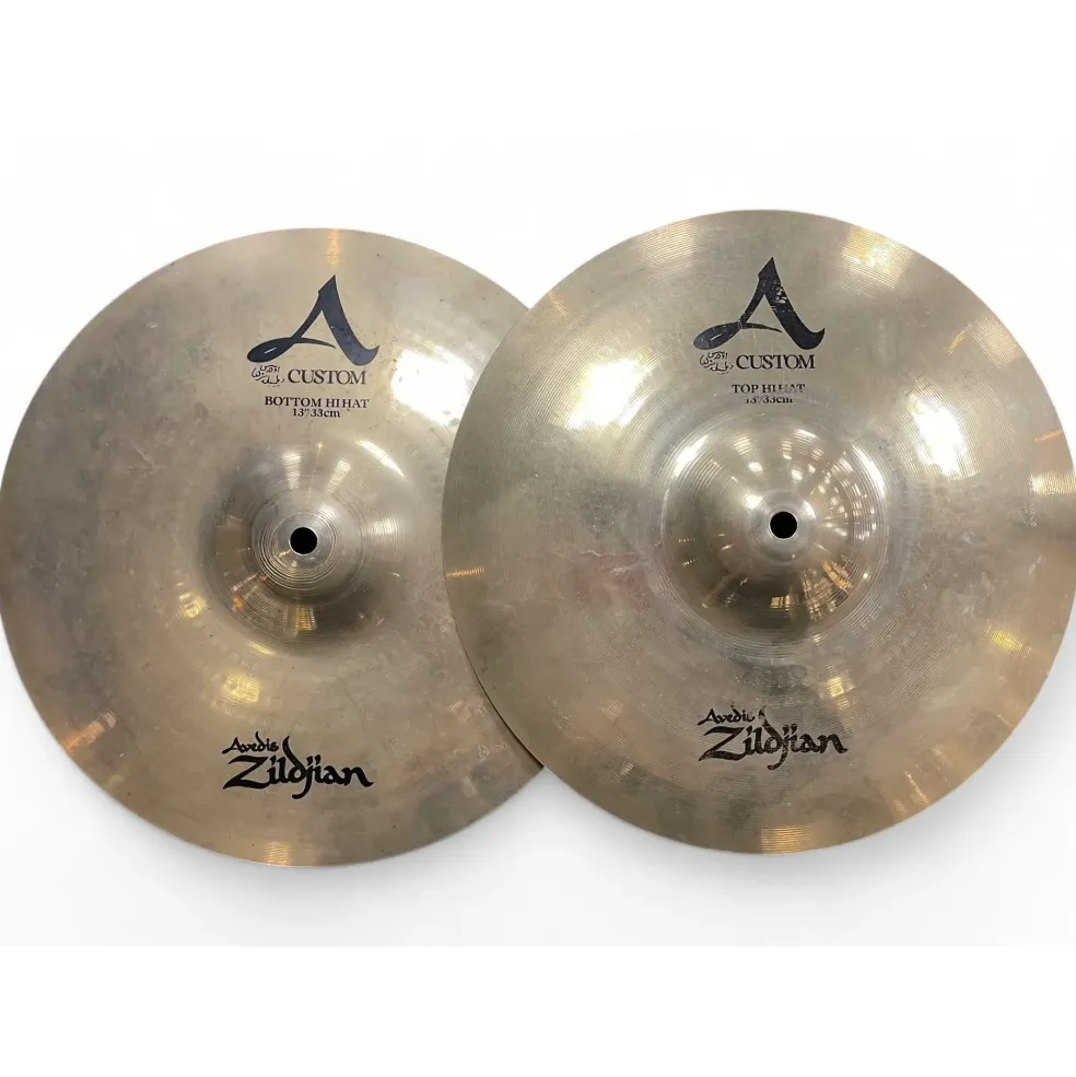 Used Zildjian 13in A Custom Hi Hat Pair Cymbal