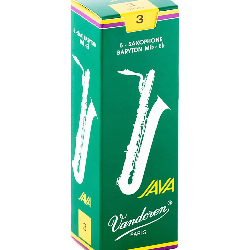 Vandoren JAVA Green Baritone Saxophone Reeds Strength - 3, Box of 5