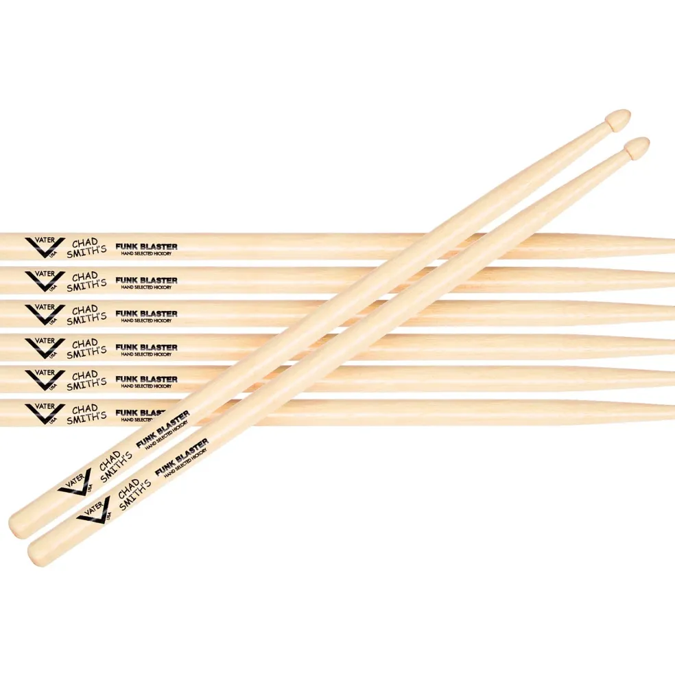 Vater Chad Smith Signature Funk Blaster Drum Sicks - Buy 3 Pairs, Get 1 Pair Free Wood