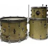 Vintage 1950s Slingerland 3 piece Ensemble Gold Sparkle Drum Kit