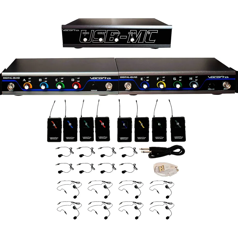 VocoPro USB-PLAY-8 8-Channel Wireless Microphone/USB Interface Package, 902-927.20mHz