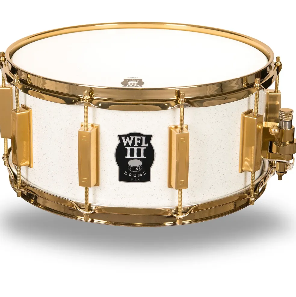 WFLIII Drums Signature Metal Snare Drum With Gold Hardware 14 x 6.5 in. White Sparkle